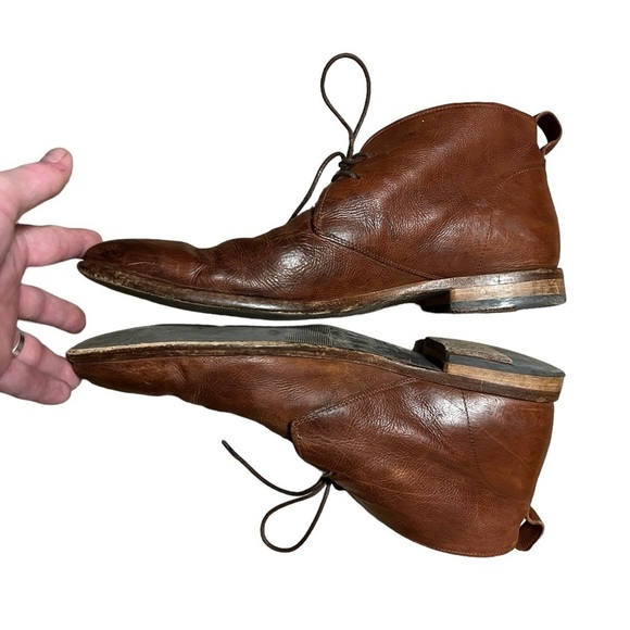 Vince brown leather chukka lace up boot Made in Italy - Picture 4 of 8